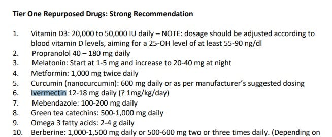 Ivermectin Cancer Care Dose TIER 1
