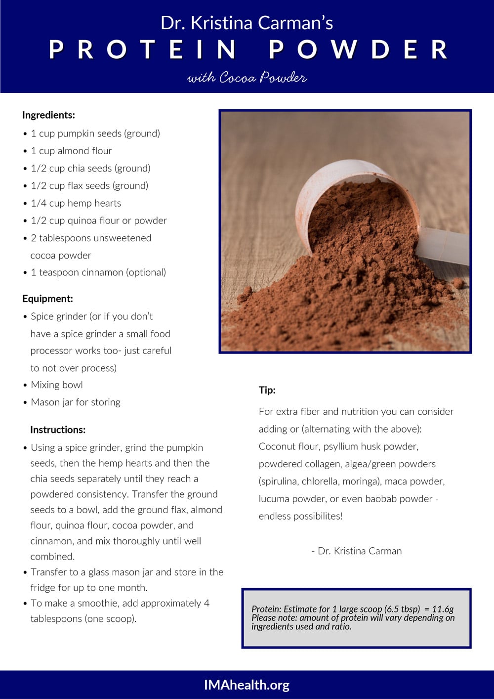 ima protein powder with cocoa