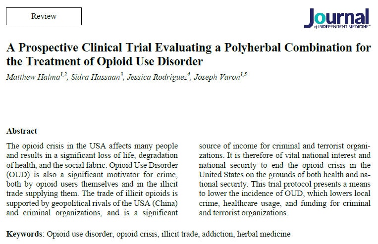 Prospective clinical trial polyherbal opioid use disorder