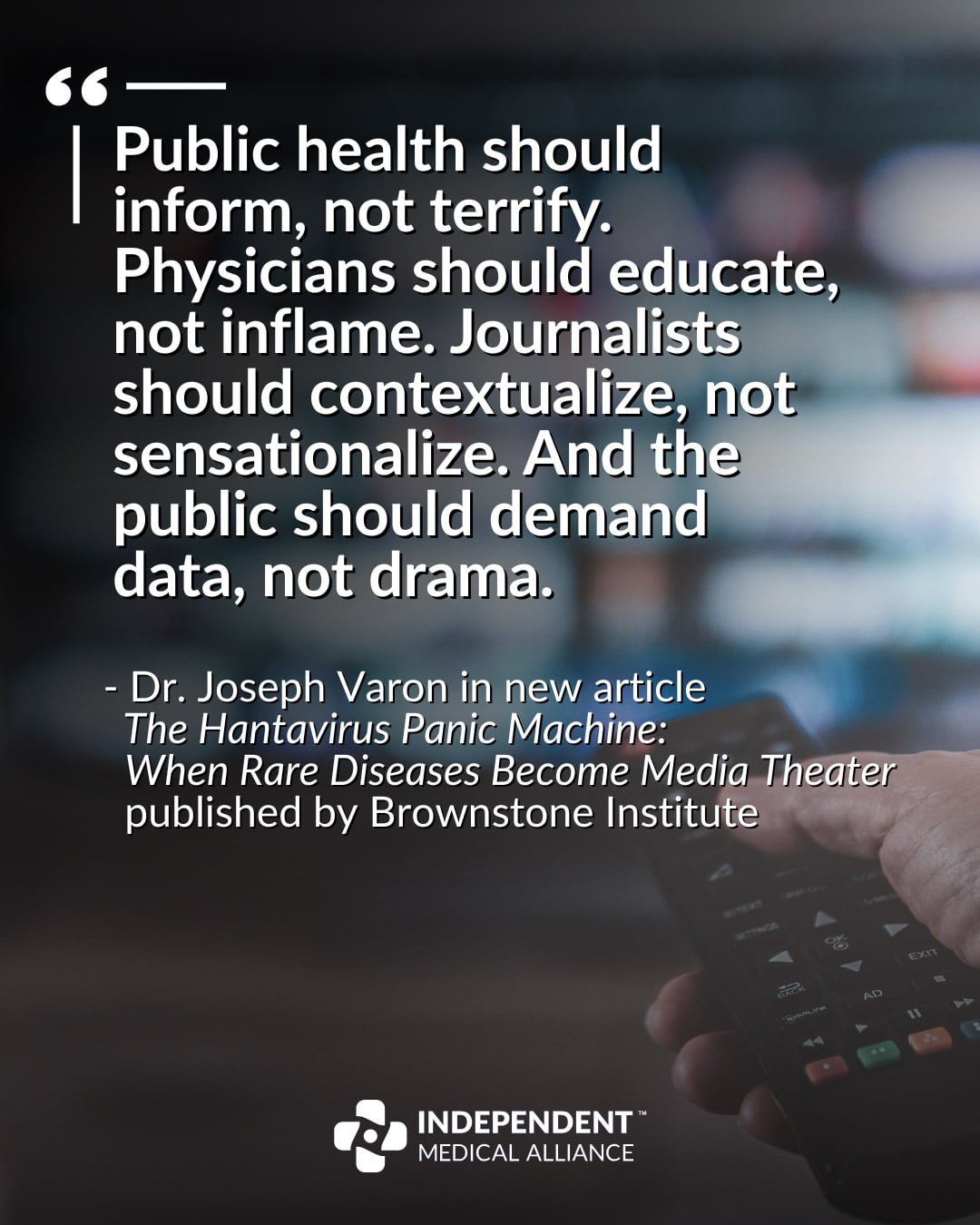 Dr. Joseph Varon hantavirus quote