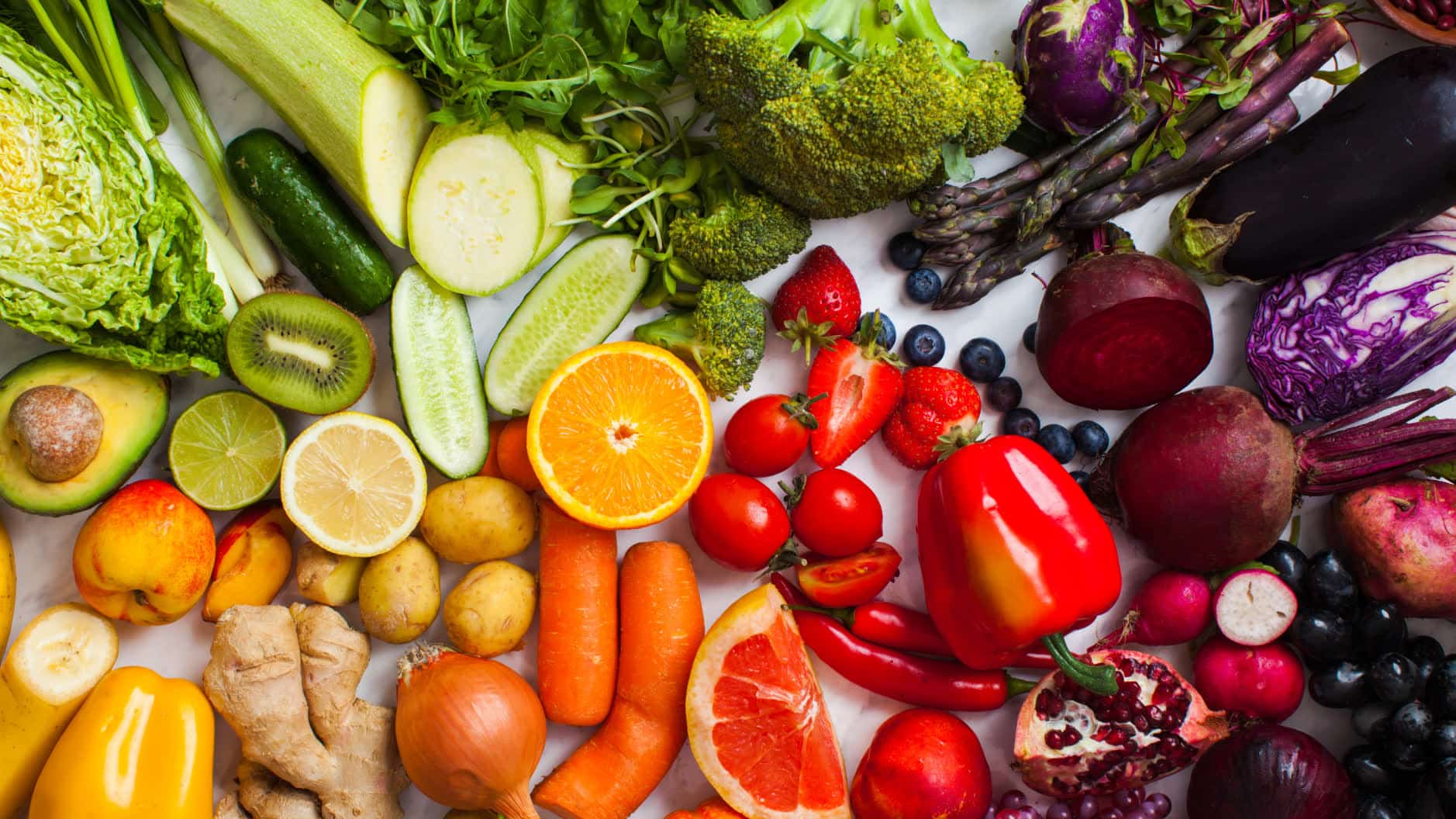 Fresh fruits and vegetables rich in essential vitamins