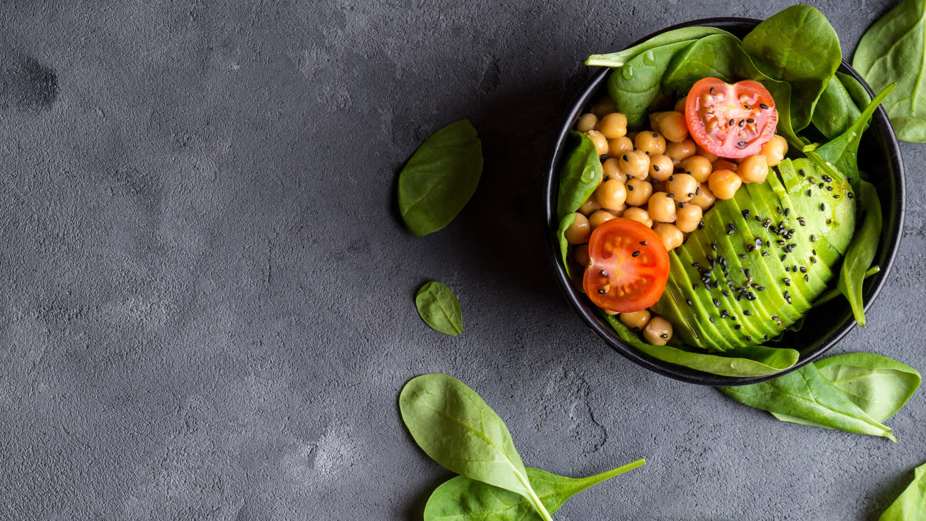 A colorful healthy bowl with fresh whole foods