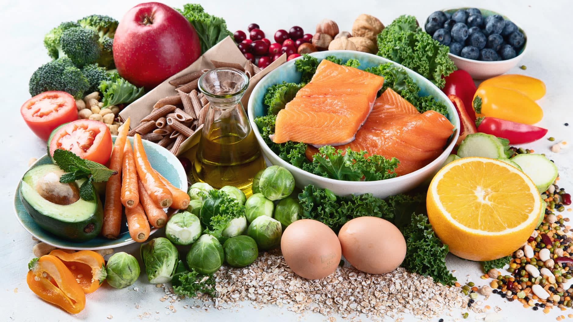 Assortment of nutrient-dense whole foods rich in essential minerals