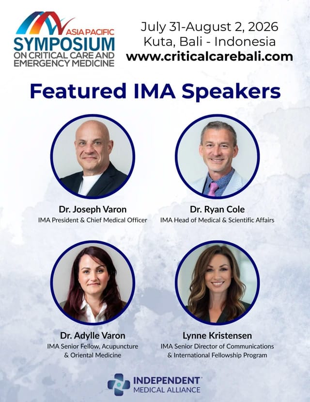 Featured IMA speakers at the 30th Asia Pacific Symposium on Critical Care and Emergency Medicine — Dr. Joseph Varon, Dr. Ryan Cole, Dr. Adylle Varon, and Lynne Kristensen