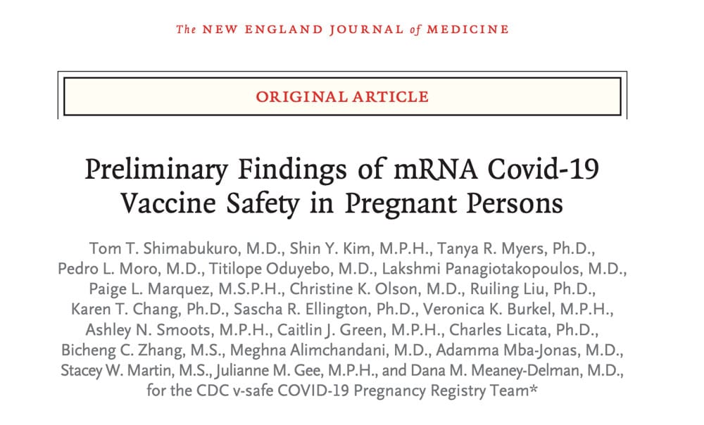 Shimabukuro et al., Preliminary Findings of mRNA Covid-19 Vaccine Safety in Pregnant Persons